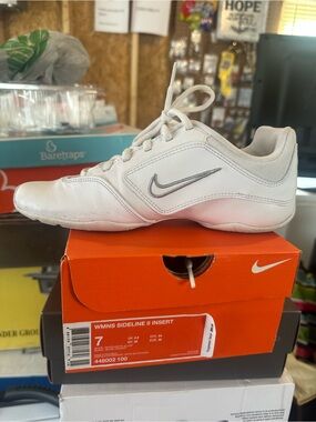 Nike White Sneakers with Silver Swoosh